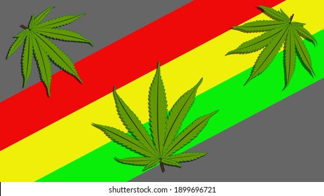 Marijuana Leaves, Medical Cannabis With Bob Marley Background