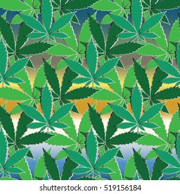 Marijuana leaves. Seamless pattern.  Modern marijuana background. Vector cannabis background. Endless texture. 