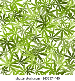 Marijuana leaves seamless pattern on white background