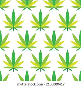 La marihuana deja un patrón impecable en el fondo blanco. Perfecto para el mantel, la ropa de cama, la ropa de cama y otros tejidos
