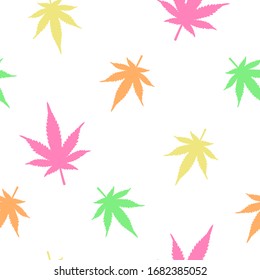 Marijuana leaves seamless vector pattern. Cannabis seamless pattern.
Pattern with marijuana leaf