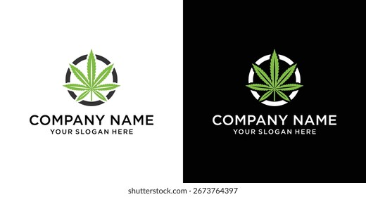 Inspiración de diseño de logotipo de marihuana. Ilustración vectorial de la hoja de marihuana en marco circular.