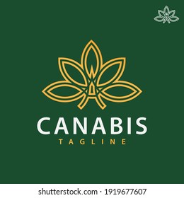 the marijuana logo and the letter A are designed with lines so that it looks elegant