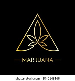 Marijuana Logo Vector In Gold