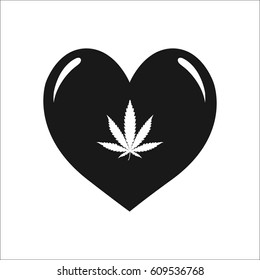 Marijuana Love Heart Symbol Simple Silhouette Stock Vector (Royalty ...