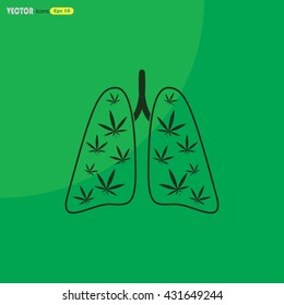 marijuana lungs vector icon