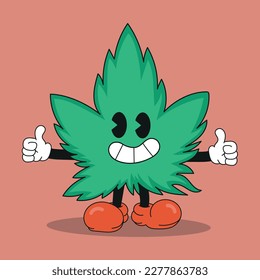 Marihuana Capa de hoja de la mano Dibuja arte vectorial