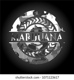Marijuana on grey camo texture