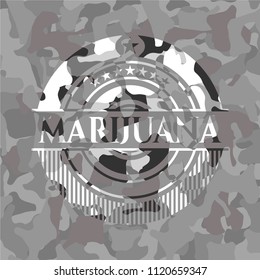 Marijuana on grey camo texture