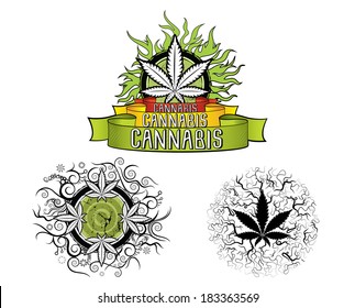 marijuana organic design stamp vector