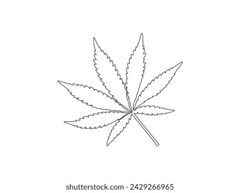 Contorno de marihuana y signo de vector relleno. Medicina cannabis signo de silueta lineal, planta orgánica de naturaleza herbal. Icono de hoja de marihuana o hierba de hoja de cannabis aislado sobre fondo blanco. EPS 10
