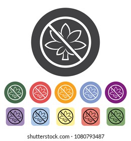 Marijuana outline icons collection. Vector illustration.