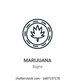 Marijuana outline vector icon. Thin line black marijuana icon, flat vector simple element illustration from editable signs concept isolated stroke on white background