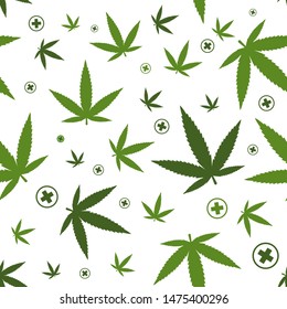 marijuana pattern. medical tool. Flat vector illustration isolated on white background.