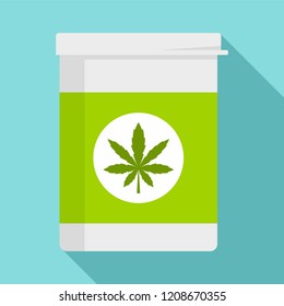 Marijuana pill box icon. Flat illustration of marijuana pill box vector icon for web design