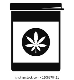 Marijuana pill box icon. Simple illustration of marijuana pill box vector icon for web design isolated on white background