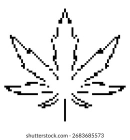 Icono de píxel de marihuana, 8 bits. Ilustración vectorial aislada.