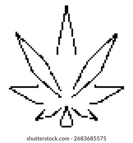 Icono de píxel de marihuana, 8 bits. Ilustración vectorial aislada.