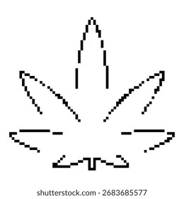 Icono de píxel de marihuana, 8 bits. Ilustración vectorial aislada.