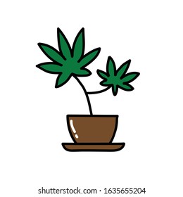 marijuana plant doodle icon, vector illustration