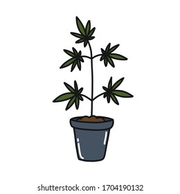 ícono del doodle de la planta de marihuana, ilustración vectorial
