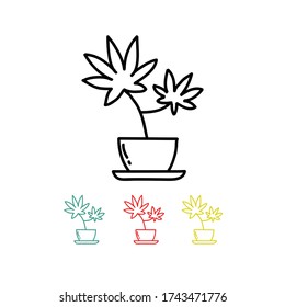 ícono de doodle de planta de marihuana, ilustración vectorial
