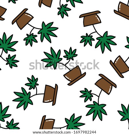 marijuana plant seamless doodle pattern, vector illustration