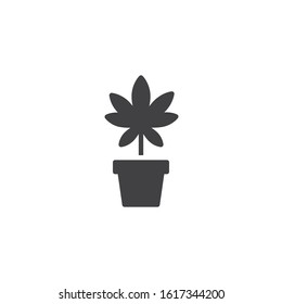 Marijuana plant vector icon. filled flat sign for mobile concept and web design. Cannabis flower pot glyph icon. Medical drug symbol, logo illustration. Vector graphics