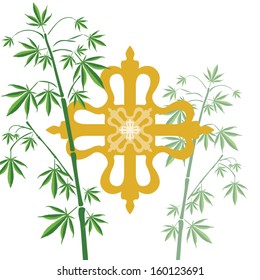 Marijuana plants and vajra vector illustration