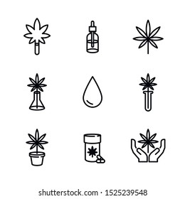 Marijuana Produkte.Cannabis. Leaf - Vektorillustration-Symbolsatz