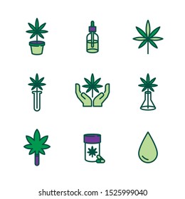 Marijuana Products. Cannabis. Leaf - Vector Icon Set