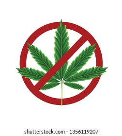 Marijuana prohibited sign. vector illustration