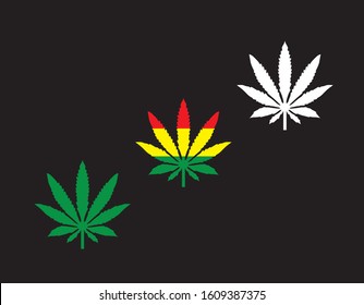 marijuana  rasta color  vector illustration  black background