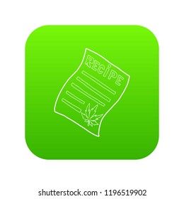 Marijuana recipe icon green vector isolated on white background