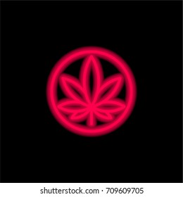 Marijuana red glowing neon ui ux icon. Glowing sign logo vector