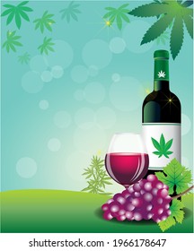 Marijuana red wine vector illustration background for lawn and sky. 