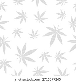 Patrón de marihuana sin costuras. Fondo de cannabis. Hojas de cannabis verde sobre fondo blanco