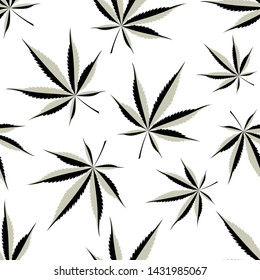 Marijuana  seamless pattern. Cannabis. Hand drawing. Vector image.