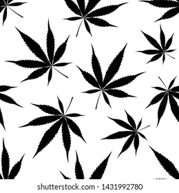 Marijuana seamless pattern. Cannabis. Hand drawing. Vector image.