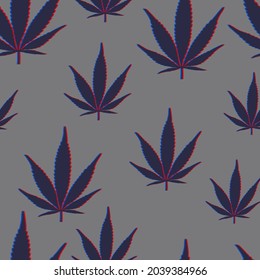 La marihuana se imprime sin fisuras. hojas de cannabis vectorial con efecto 3d en la ropa o la impresión