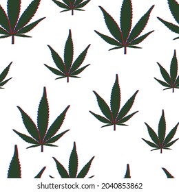 Marijuana seamless print. vector cannabis leaves with 3d effect on clothing or print