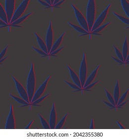La marihuana se imprime sin fisuras. hojas de cannabis vectorial con efecto 3d en la ropa o la impresión