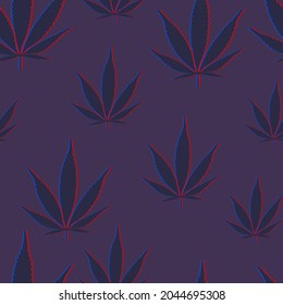 Marijuana seamless print. vector cannabis leaves with 3d effect on clothing or print