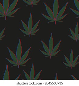 Marijuana seamless print. vector cannabis leaves with 3d effect on clothing or print