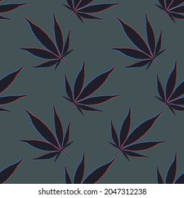 Marijuana seamless print. vector cannabis leaves with 3d effect on clothing or print
