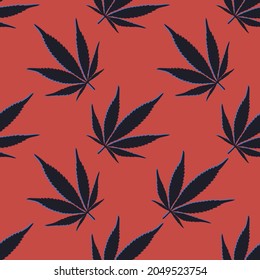 Marijuana seamless print. vector cannabis leaves with 3d effect on clothing or print