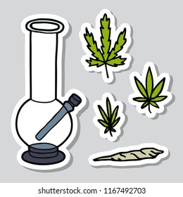 Marijuana Set Sticker Doodle Icons Stock Vector (Royalty Free ...