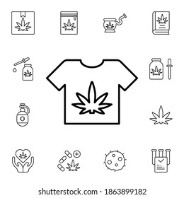 Marihuana, ícono de vector llano de camisa en paquete de marihuana