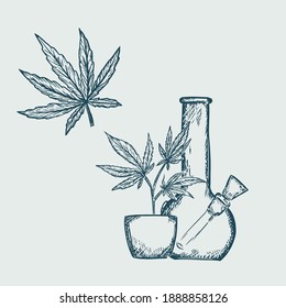 Marijuana Sketch Engraving Style Hemp Leaves Stock Vector (Royalty Free ...