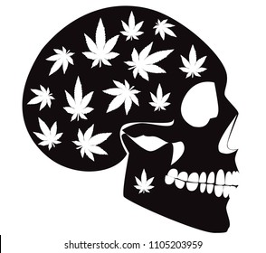 Marijuana skull icon side on